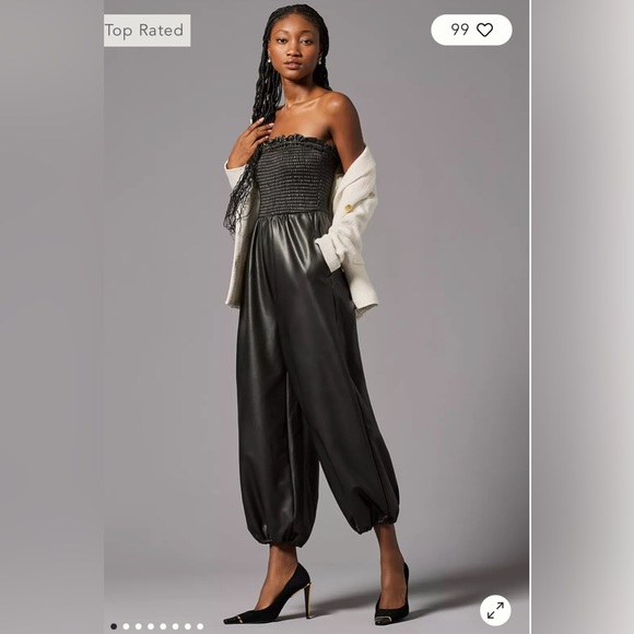 Anthropologie Pants - Anthropologie Faux Leather Balloon Jumpsuit NWT!!